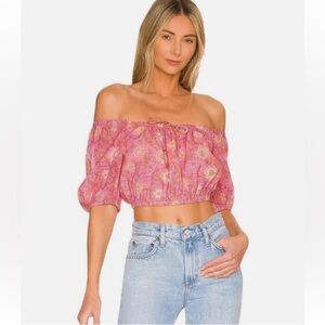 Spell And Gypsy X Revolve Utopia Cropped Blouse In flamingo size M